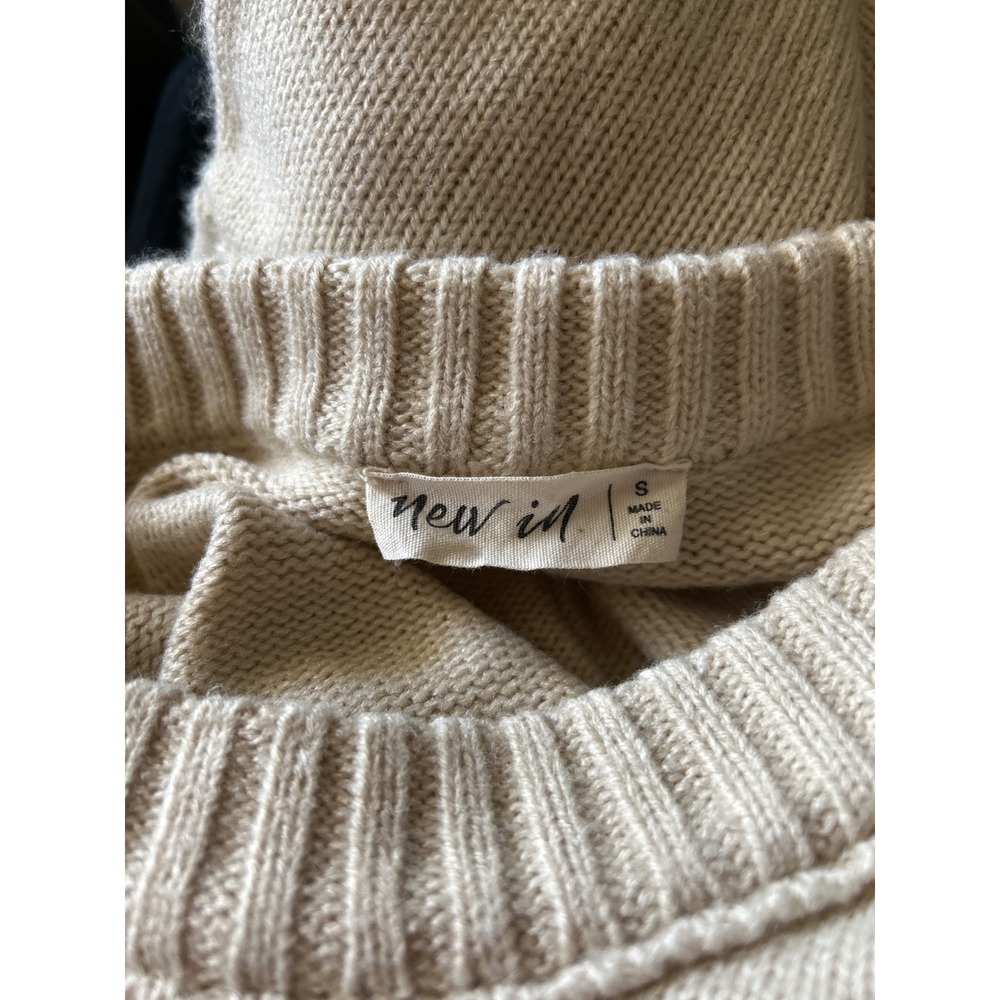 New In Cream Layered Split Hem Ribbed Knit Sweater 12W2761N Small - Picture 8 of 8